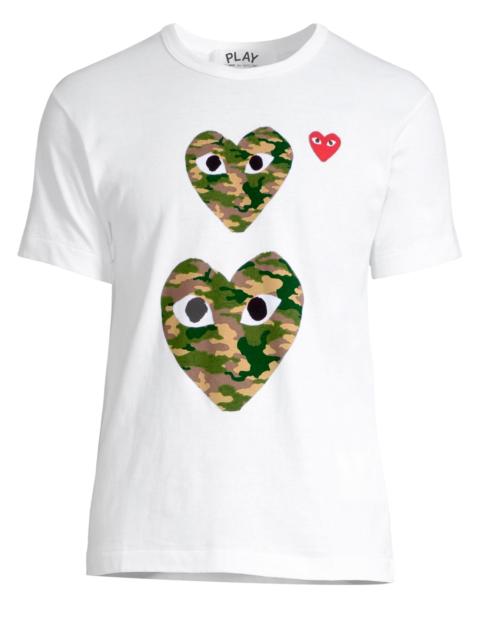 Comme des Garçons PLAY Men Double Camo Logo T-Shirt - White