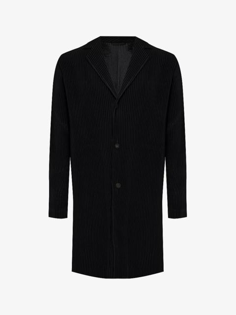 Basic pleated regular-fit knitted overcoat