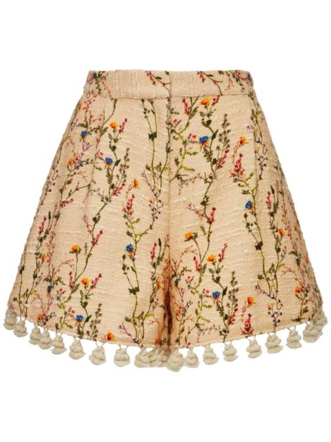 La DoubleJ Playa floral-embroidered cotton-blend shorts