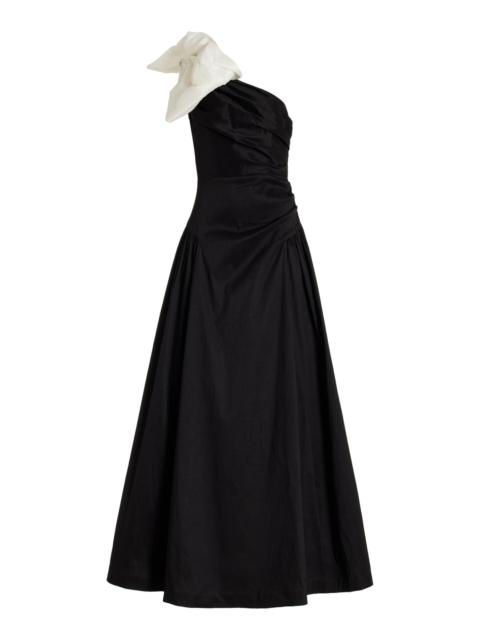 Banks Bow-Detailed Taffeta Maxi Dress black