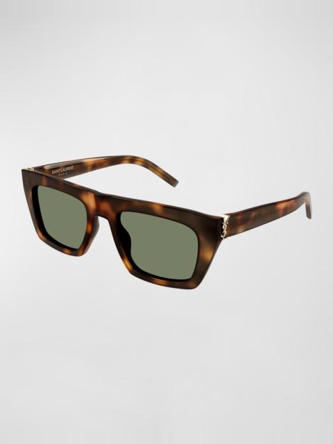 SAINT LAURENT YSL Acetate Flat-Top Rectangle Sunglasses