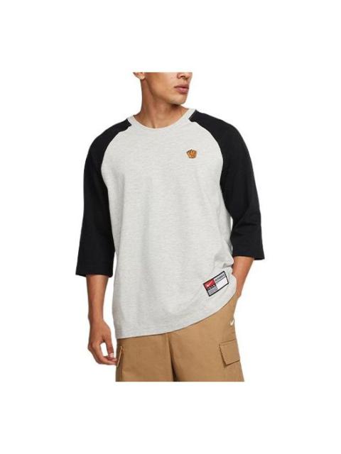 Nike SB Colorblock Round Neck Pullover Three-Quarter Sleeve T-Shirt Unisex Gray DV1726-050