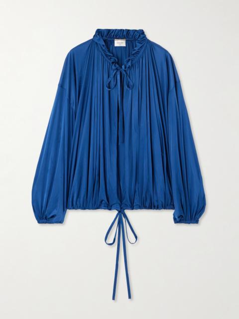 SAINT LAURENT Ruffled Satin-jersey Blouse