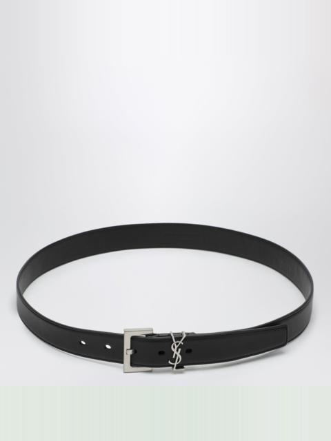SAINT LAURENT Cassandre black smooth leather belt