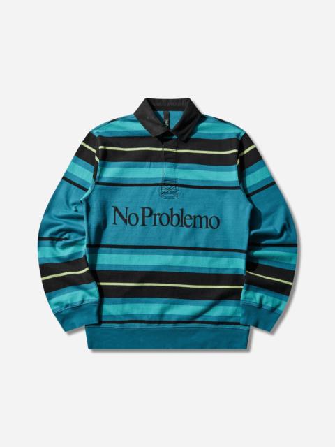 No Problemo Striped Longsleeve Rugby Shirt Aqua