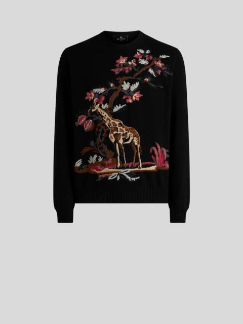 Etro WOOL- AND CASHMERE-BLEND JACQUARD SWEATER WITH GIRAFFE MOTIF