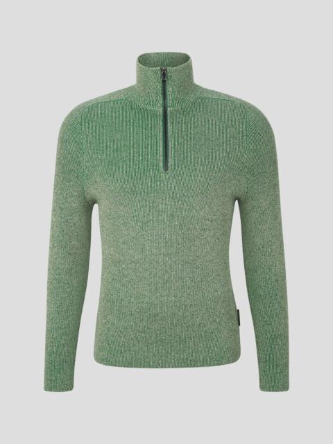 BOGNER Lennard Half-zip pullover in Green melange