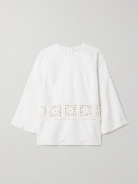 Zimmermann Maxine Crochet-trimmed Cotton-piqué Top