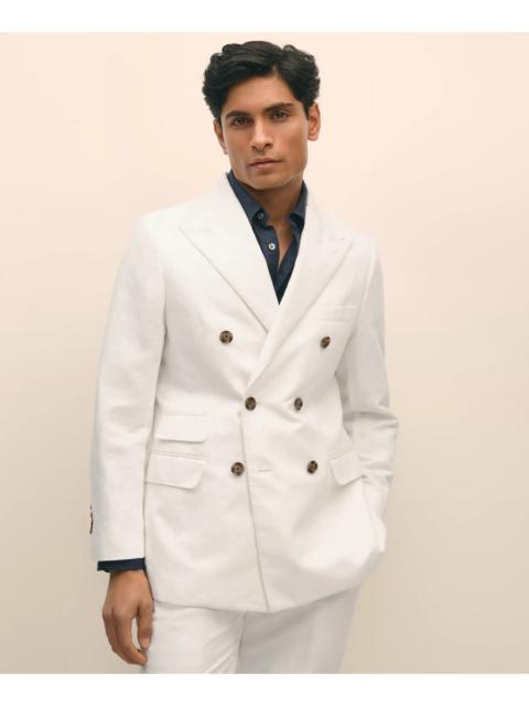 Brooks Brothers Slim Fit Cotton-Linen Herringbone Double-Breasted Suit Jacket