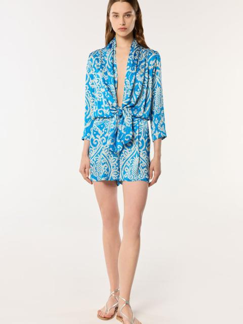 Poupette St Barth Short Jumpsuit Celie - Turquoise Macro Ikat