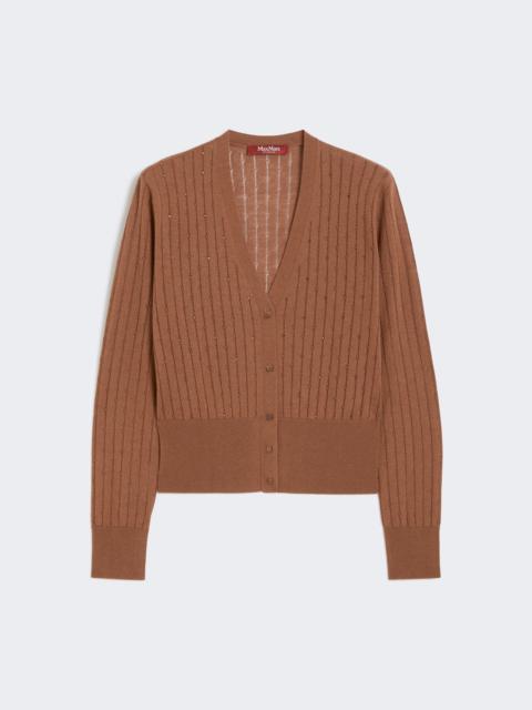 Max Mara NOGARA Rhinestone-adorned wool and silk cardigan