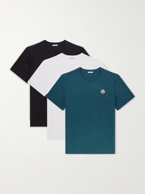 Moncler Three-Pack Logo-Appliquéd Cotton-Jersey T-Shirts