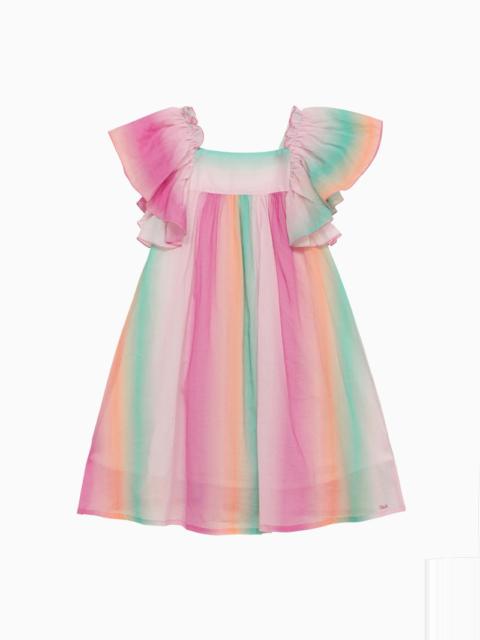 Multicoloured cotton dress with ruffles