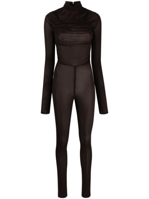 SAINT LAURENT draped-design semi-sheer jumpsuit