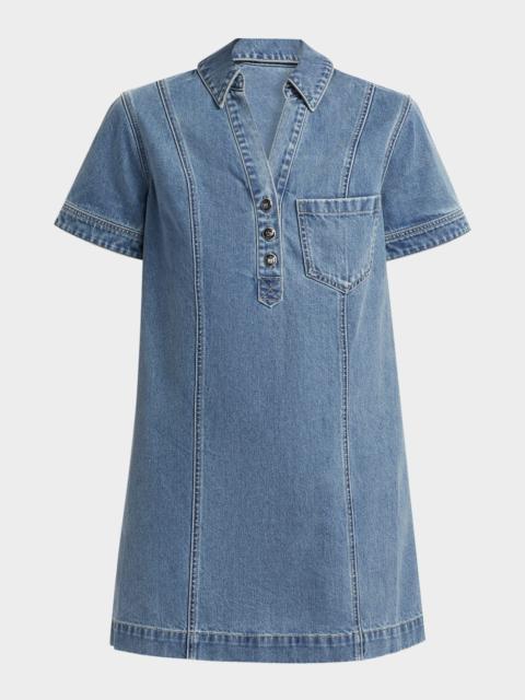 VERONICA BEARD Otto Mini Denim Polo Dress