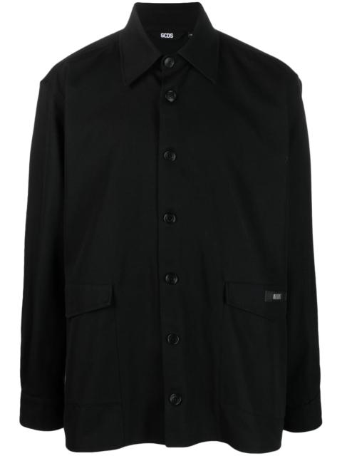 GCDS logo-patch cotton shirt jacket