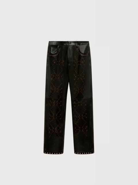 Marni BLACK LEATHER TROUSERS WITH STUDDED FRONT