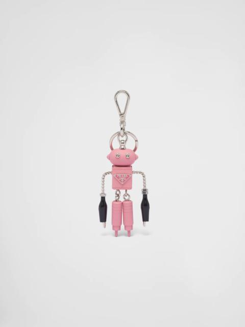 Prada Saffiano leather robot trick keychain