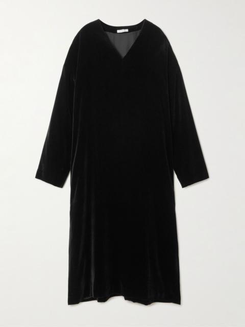 The Row Heloise silk-velvet midi dress Navy