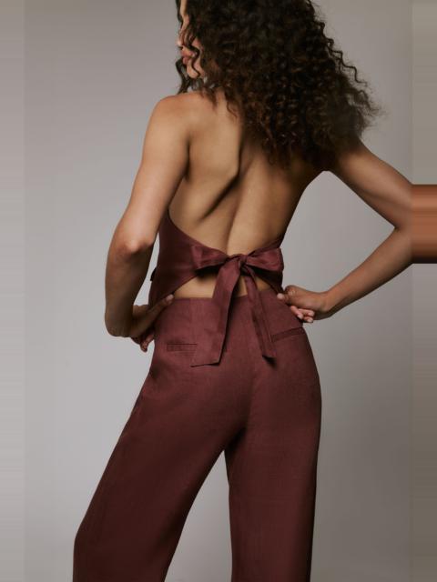 BARDOT Domenica Halter Linen Vest In Chestnut