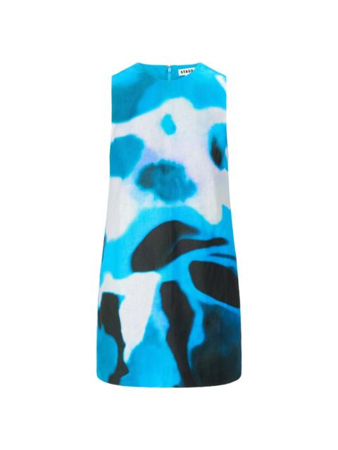 STAUD Women's Brea Watercolor Linen Mini-Shift Dress - Blue Haze