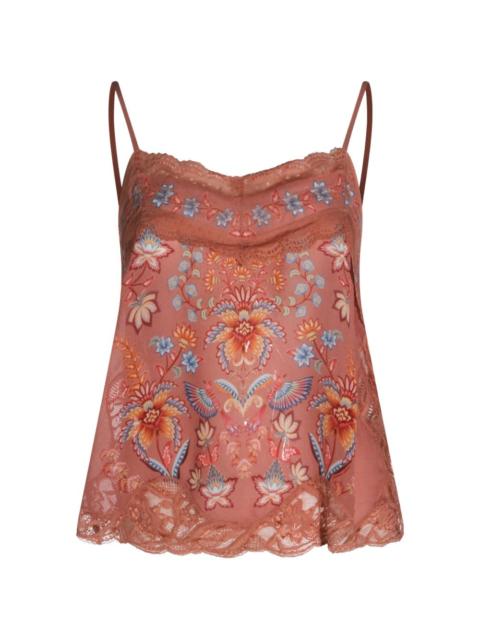 FARM RIO floral print lace tank top