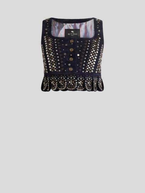 Etro CROPPED LEATHER WAISTCOAT WITH STUDS