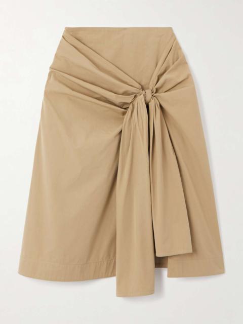Knotted cotton-blend midi skirt