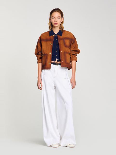Sandro TOPSTITCHED WIDE-LEG JEANS