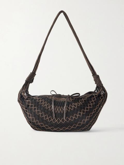 Lemaire Croissant Leather-Trimmed Fishnet Messenger Bag