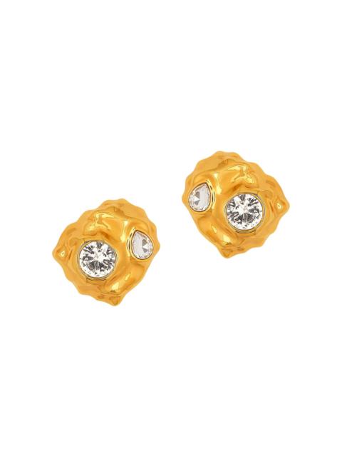 Oscar de la Renta Women's Textured Scramble 24K-Gold-Plated & Glass Crystal Stud Earrings - Crystal