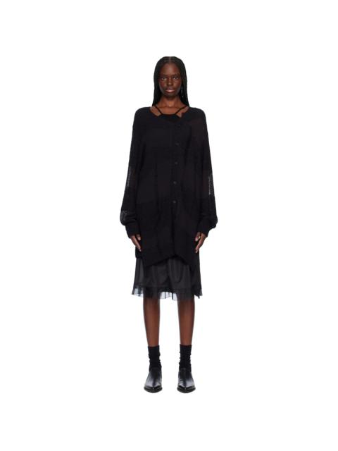 Yohji Yamamoto Black 5G Randome Damage Processed Cardigan