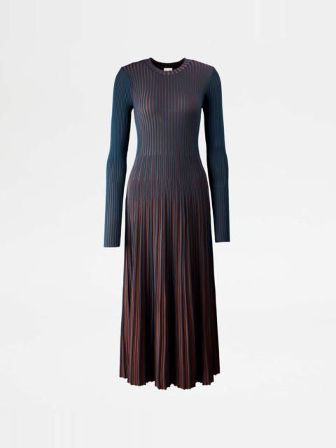 DRESS IN KNIT - BLUE, BROWN