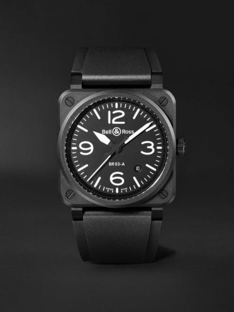 BR 03 Automatic 41mm Ceramic and Rubber Watch, Ref. No. BR03A-BL-CE/SRB