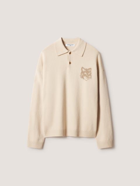 Maison Kitsuné FOX HEAD INTARSIA MERINO POLO JUMPER