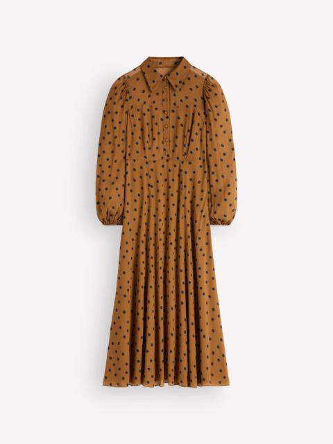 BODEN Sheer Yoke Shirt Dress-Rubber and Navy, Painted Dot