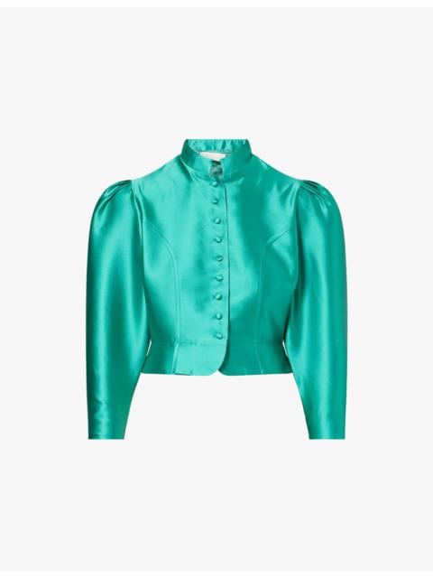DESTREE Amoako Puff-Sleeve Satin Jacket