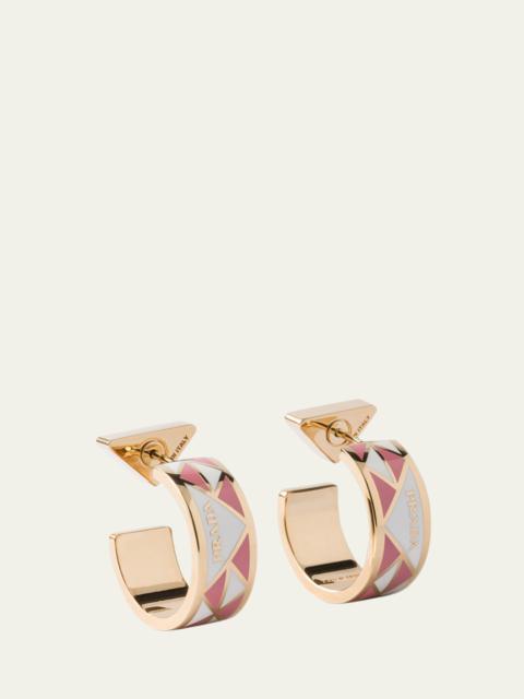 Prada Triangle Symbole Enamel Hoop Earrings