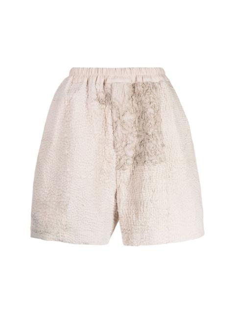 By Walid embroidered-patchwork bermuda shorts