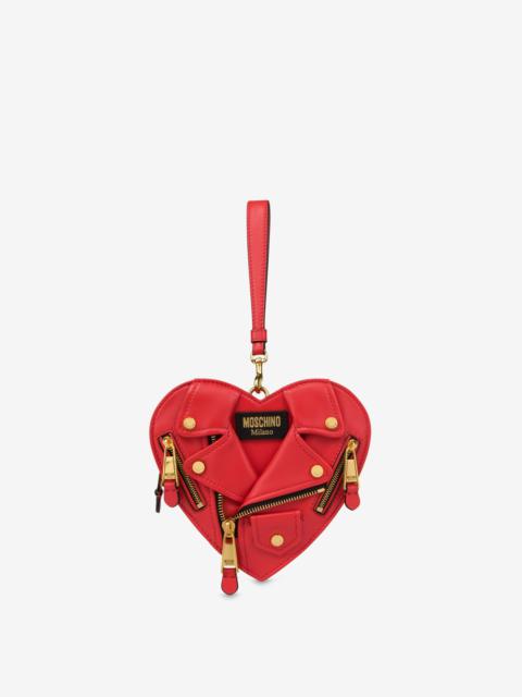 Moschino HEART BIKER BAG IN NAPPA LEATHER