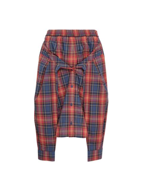 pushBUTTON Red Check Shirt-Wrapped Skirt