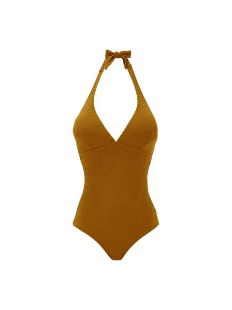 Vilebrequin Women Halter One-Piece Swimsuit Plumes Jacquard
