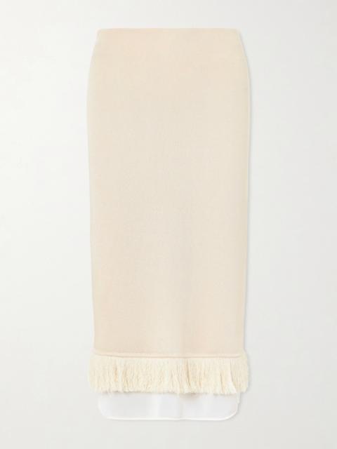 Bottega Veneta Fringed Knitted Silk Midi Skirt