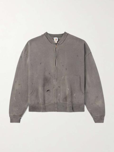 Distressed Cotton-Jersey Bomber Jacket