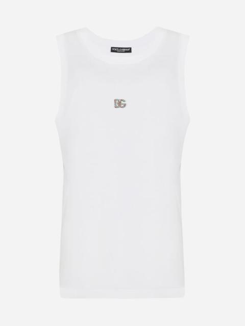 Jersey tank top with crystal DG embellishment