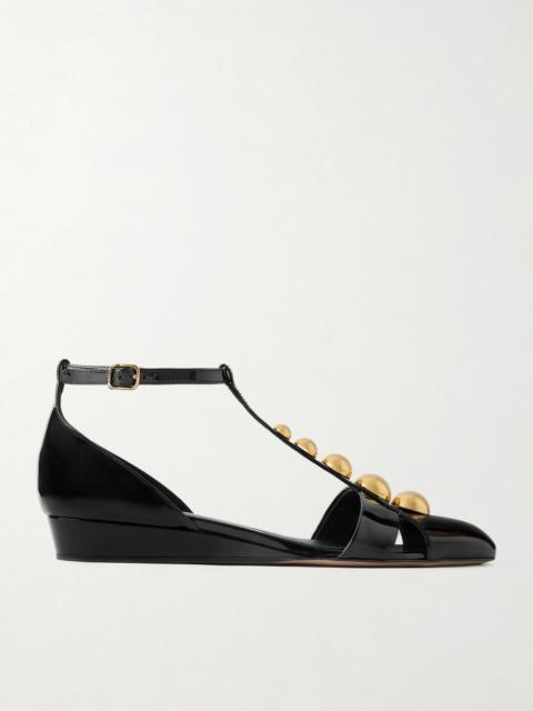 Chloé Cleia Studded Patent-leather Wedge Sandals