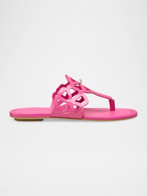 Stuart Weitzman Jasmine Patent Cutout Thong Sandals