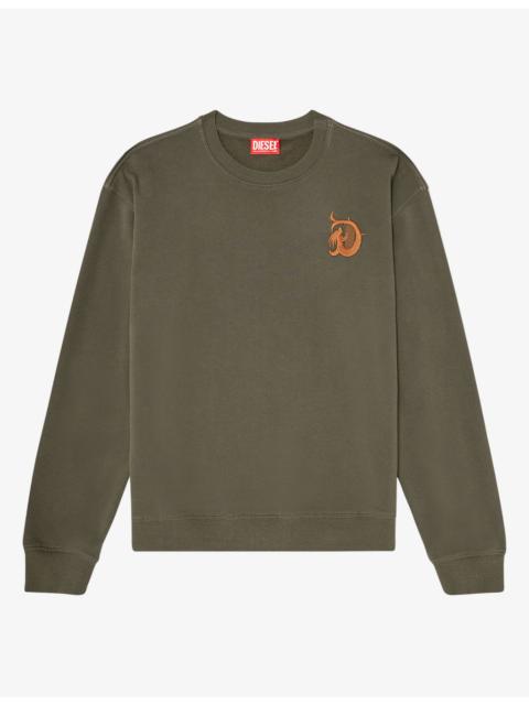 Diesel Embroidered Flock-Print Crewneck Cotton Jumper