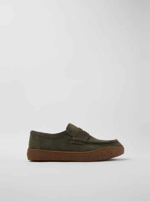 CAMPER Peu Terreno Green Suede Moccasins for Men.