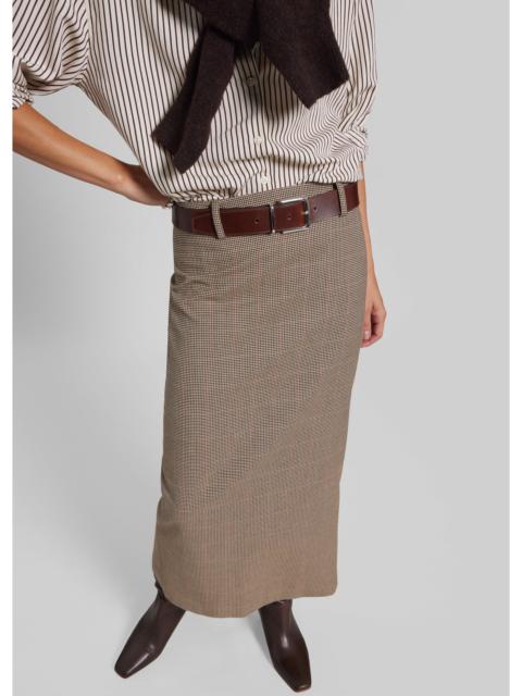 The Frankie Shop Alrose Houndstooth Midi Skirt - Beige